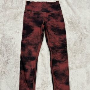 Athleta Red and Black Tie-Dye Tights size S